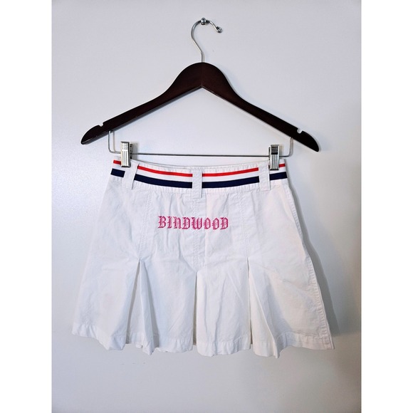 Bindwood Pleated Mini Skirt Womens 26 White Pink Gothic Embroidery Preppy Y2K - Picture 2 of 6